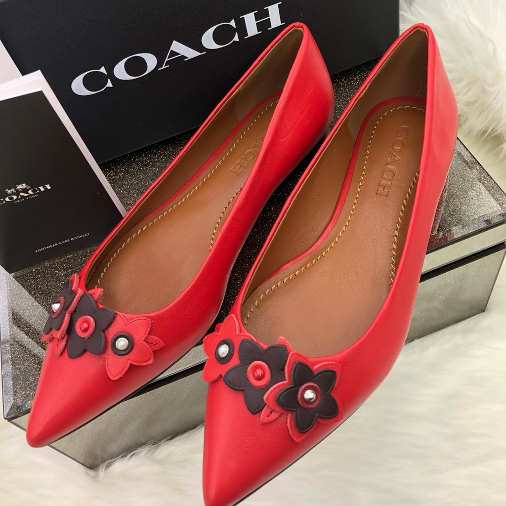 Coach floral applique flat leather shoe - Picture 3 of 6